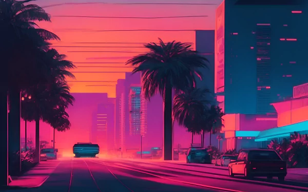 Neon-lit 80s boulevard