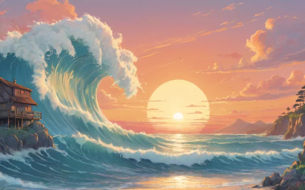  Sunset Drawing