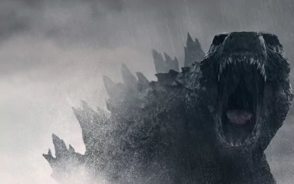 HD wallpaper from the TV show Monarch: Legacy of Monsters featuring a roaring monster in the rain.