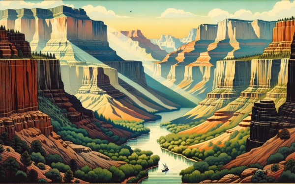 HD wallpaper of Grand Canyon illustration with rich colors for desktop background.