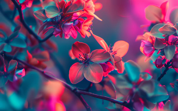 Colorful spring blossom HD desktop wallpaper with vibrant nature background.