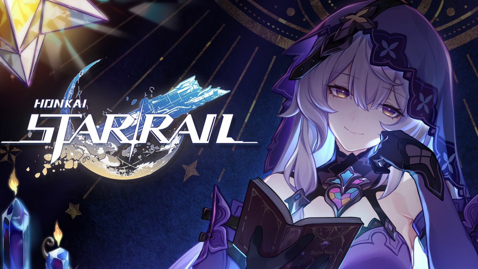 HD desktop wallpaper featuring Black Swan character from Honkai: Star Rail, with cosmic background and game logo.