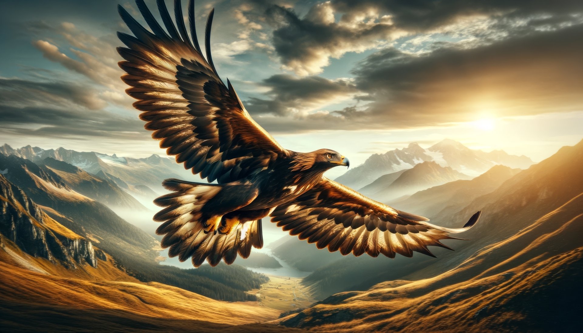 Majestic Eagle Soaring Over Mountains Hd Wallpaper By Patrika