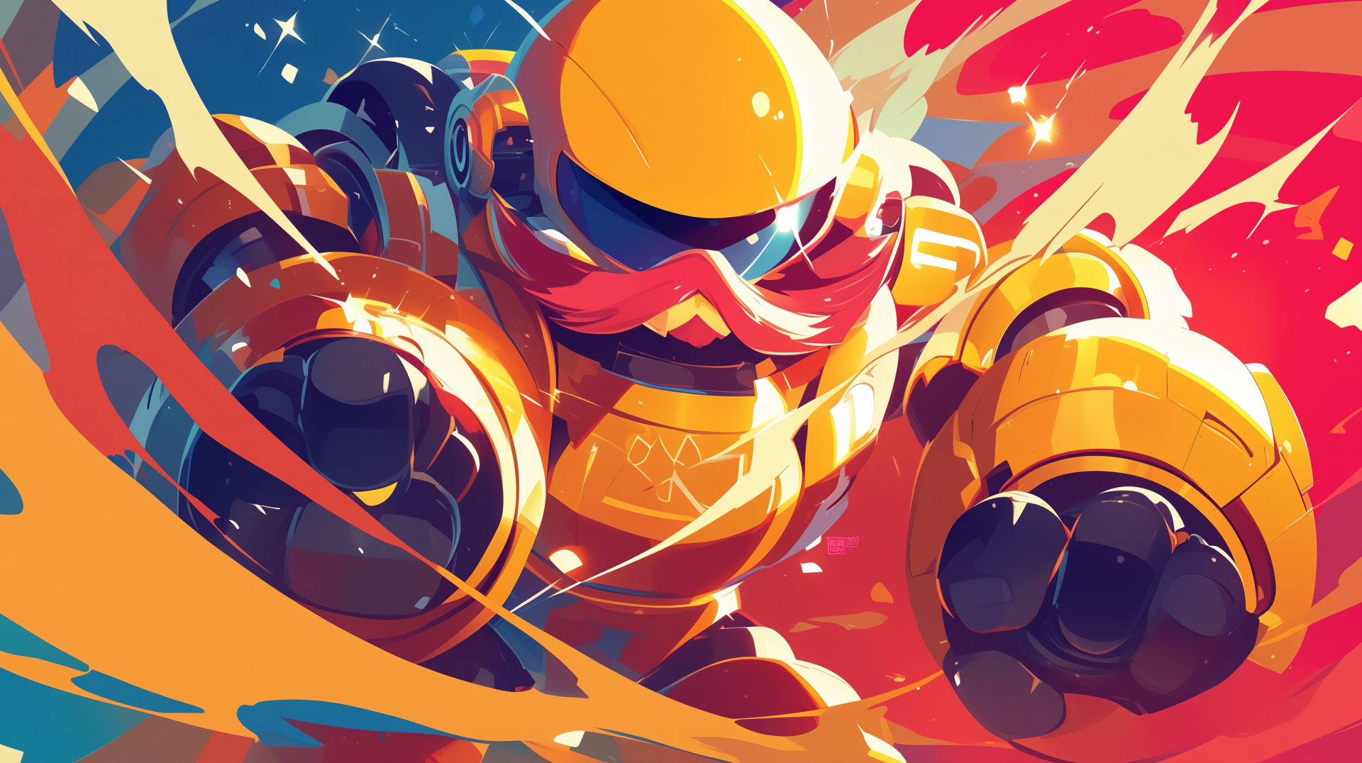 A vibrant HD desktop wallpaper featuring Dr. Robotnik, depicted in a dynamic pose with bold colors and energetic background elements.