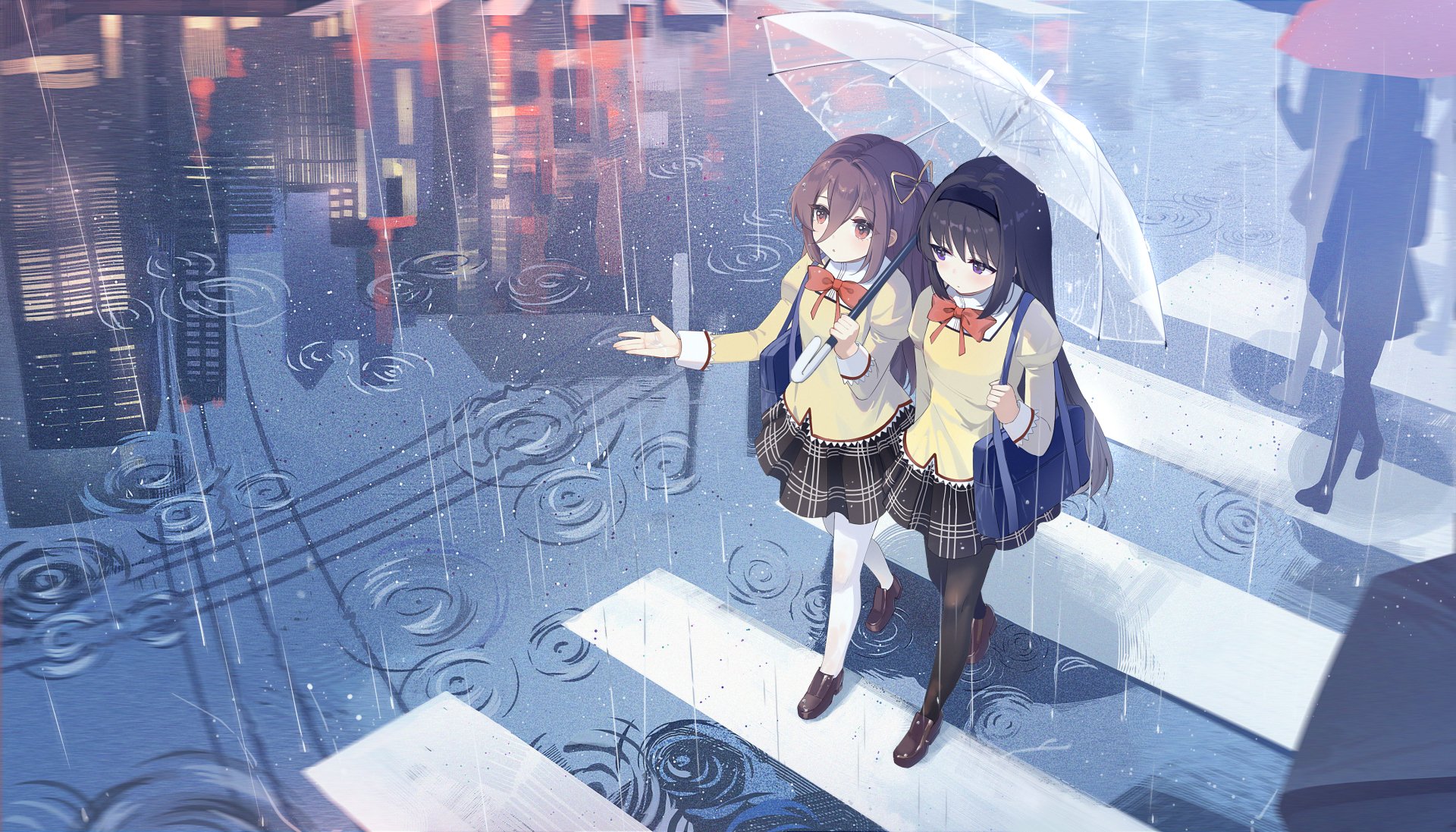 Download Homura Akemi Puella Magi Madoka Magica Rain Umbrella Girl 4k Ultra HD Wallpaper by MORI森