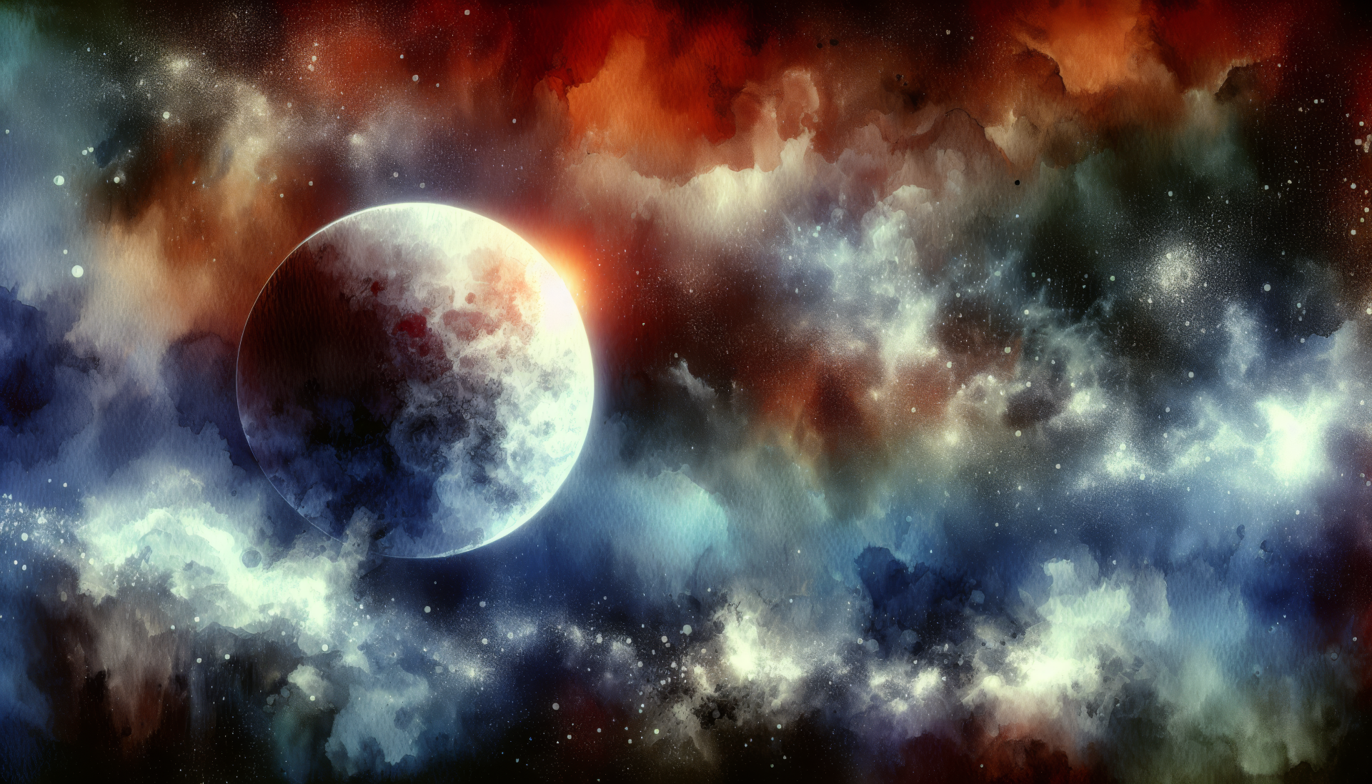 HD wallpaper of an exoplanet with colorful nebulae in a starry outer space background