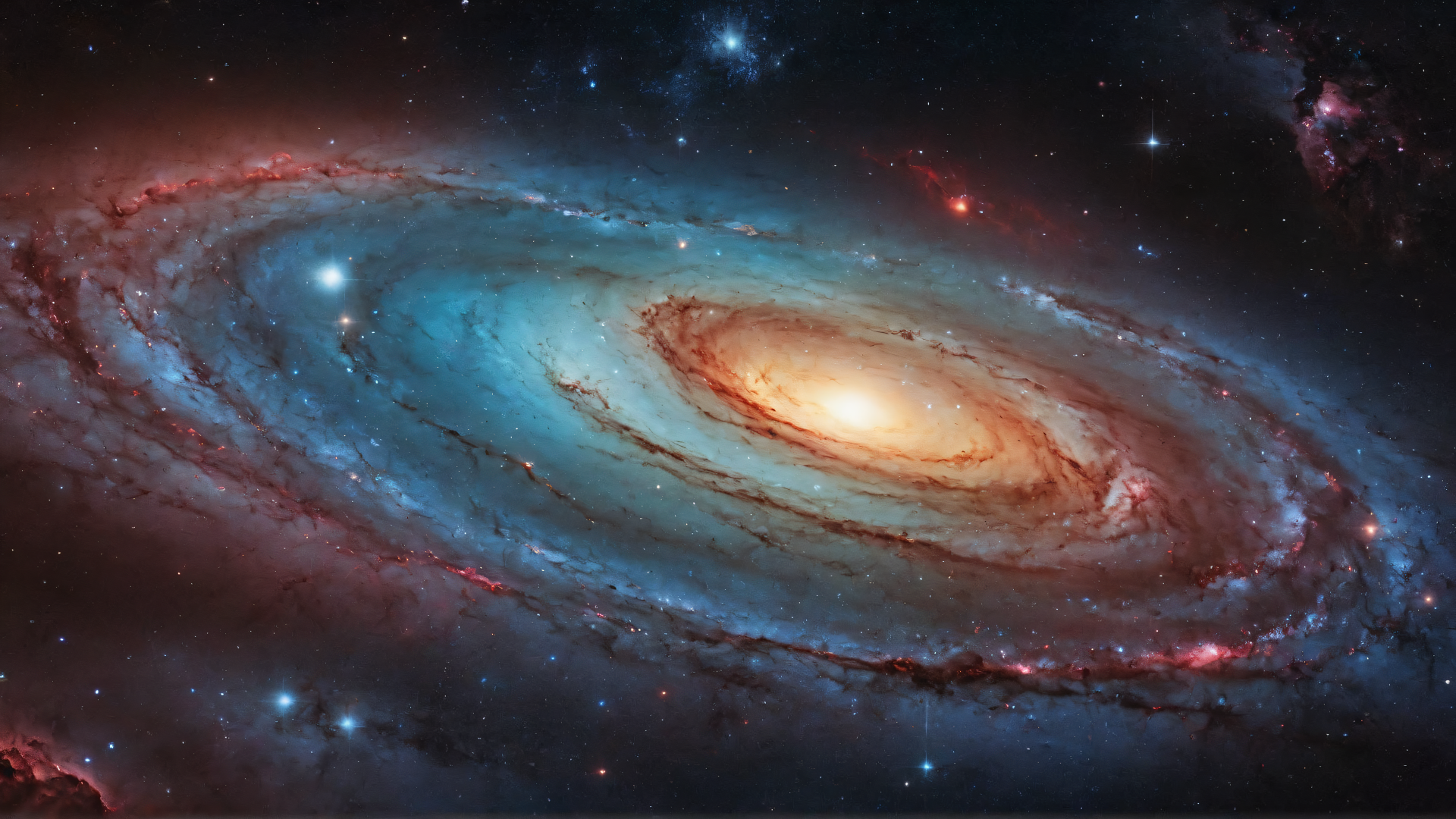 A stunning 4K Ultra HD PC desktop wallpaper showcasing a vibrant galaxy with swirling stars and cosmic clouds in the vast universe.