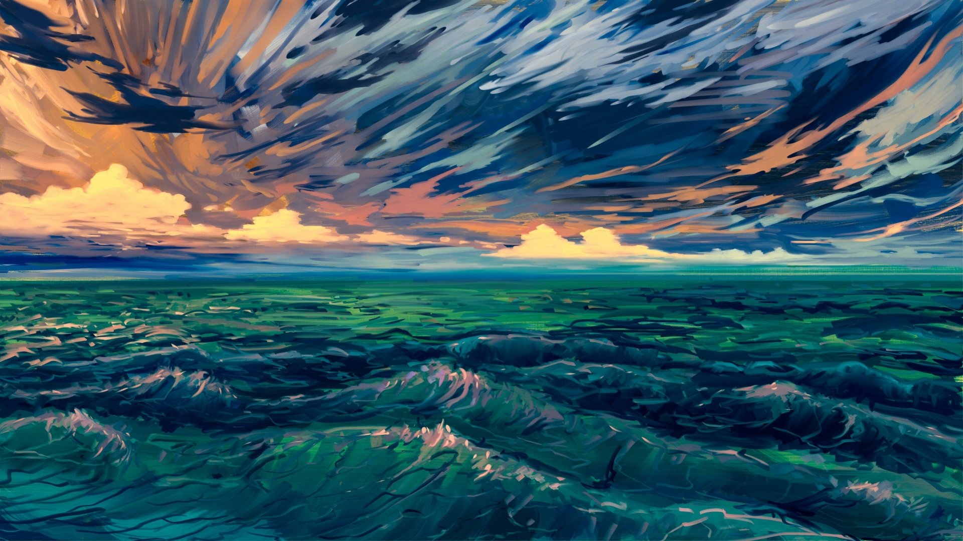 Download Landscape Water Paint Sky 4k Ultra HD Wallpaper