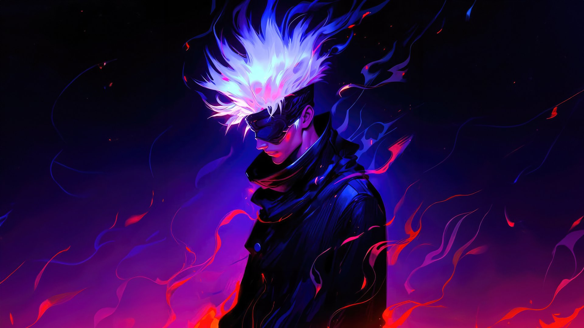 Satoru Gojo in Flames - Jujutsu Kaisen HD Anime Wallpaper by flux_ani