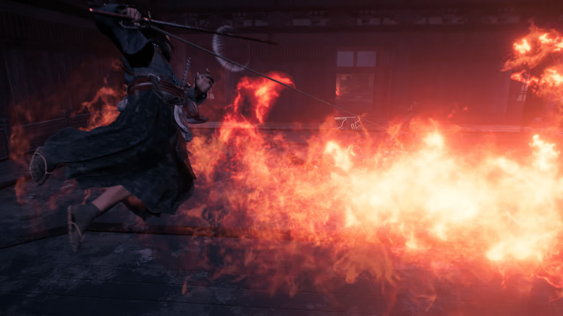 Rise of the Ronin game character in action with a flaming weapon HD wallpaper.