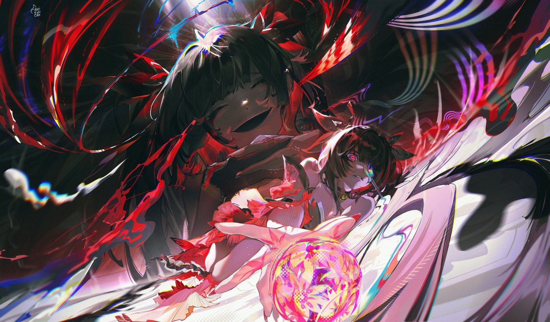 4K Ultra HD Honkai: Star Rail video game wallpaper featuring dynamic characters with vibrant red and black energy effects in an intense, futuristic scene.