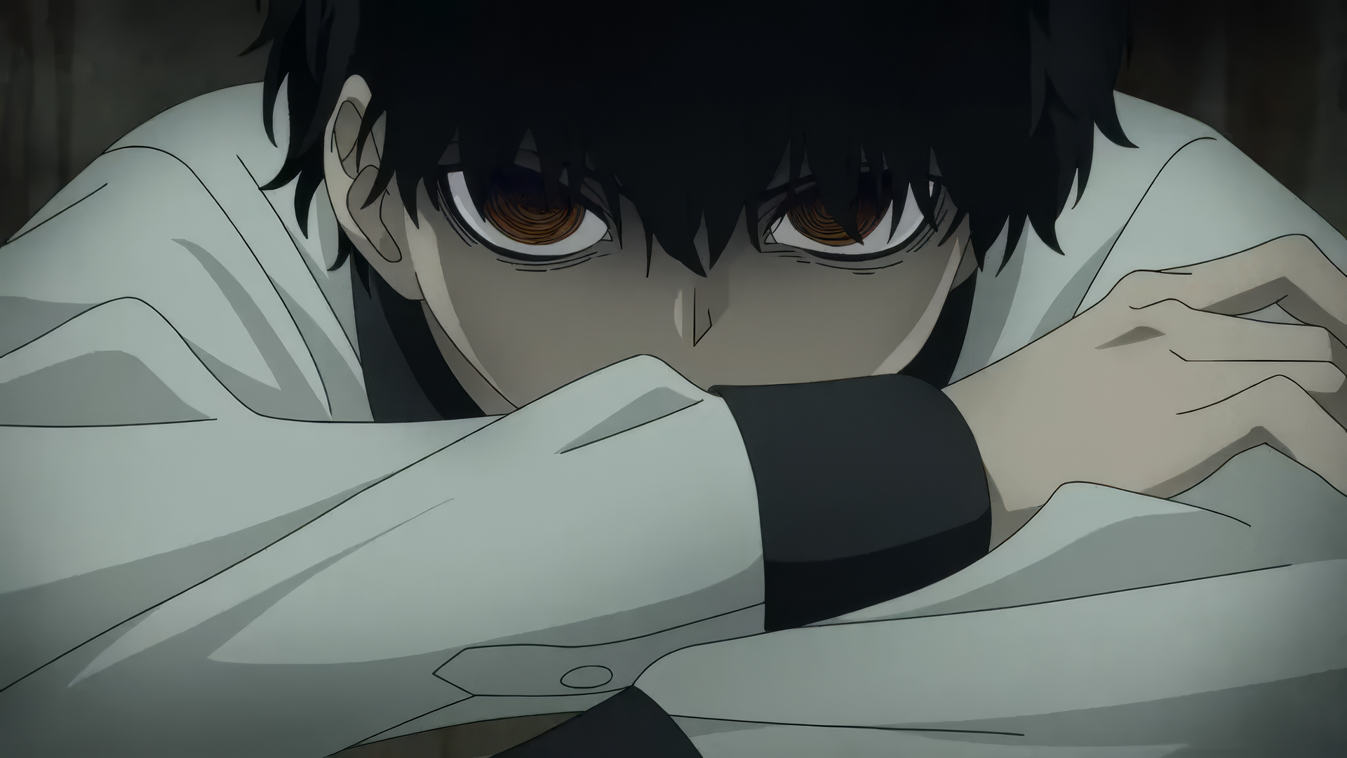 A dark, atmospheric HD wallpaper featuring Ren Adashino, a character surrounded by an air of mystery, reflecting themes of anime and enigmatic disappearances.