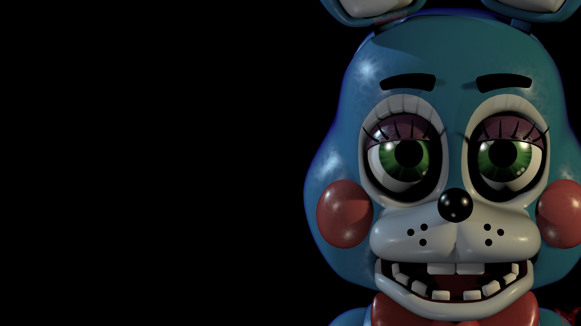 Close-up of an animatronic character from Five Nights at Freddy's 2 in a high-resolution 8K Ultra HD PC desktop wallpaper with a dark background.