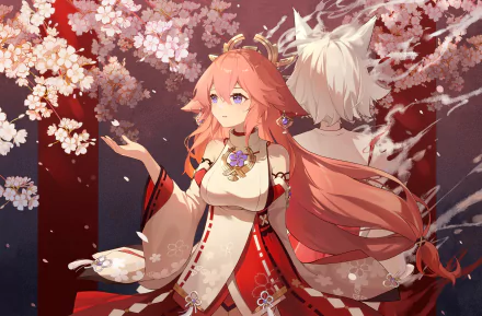 Yae Miko Guuji (Genshin Impact) Kitsune Saiguu Genshin Impact HD Desktop Wallpaper | Background Image