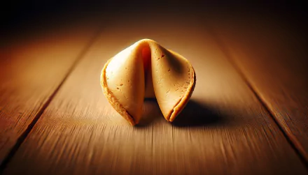 HD desktop wallpaper of a fortune cookie on a wooden surface, providing a warm and appetizing background.