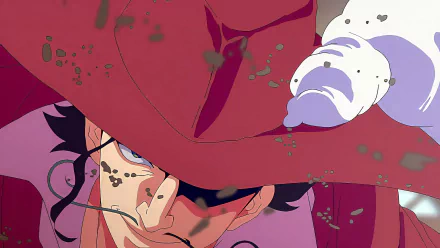 An HD desktop wallpaper featuring a character from 103 Mercies: Dragon Damnation, showcasing an intense moment with a dramatic red hat and a gritty backdrop.