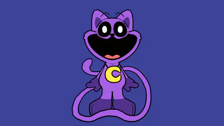 HD wallpaper depicting CatNap from Poppy Playtime, against a deep blue background.