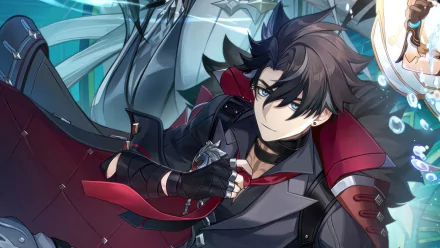 HD wallpaper featuring Wriothesley from Genshin Impact video game with a dynamic pose for desktop background.