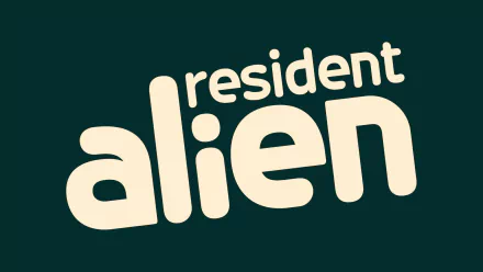 Resident Alien TV show logo on a dark green background, HD wallpaper.