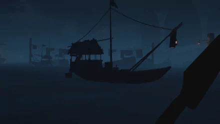 HD wallpaper of 'The Pirate Queen: A Forgotten Legend' video game featuring shadowy pirate ships at sea for desktop background.