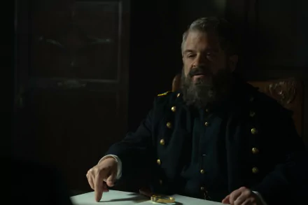 HD desktop wallpaper of a scene from Manhunt (2024) featuring a bearded character in a military uniform.