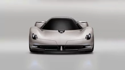 HD desktop wallpaper featuring a front view of a Pagani Alisea sports car with a sleek design and silver color.
