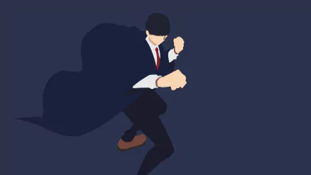 Anime-style 4K Ultra HD wallpaper featuring Mash Burnedead from Mashle: Magic and Muscles in a dynamic pose against a dark background.