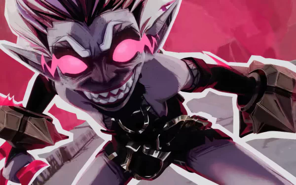 HD desktop wallpaper featuring Briar from League of Legends with a menacing grin and dynamic pose.