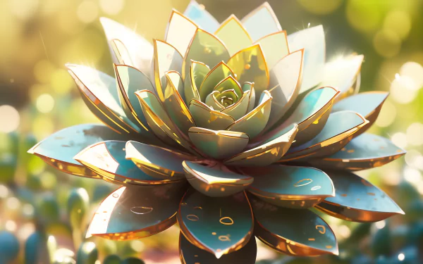 A close-up of a vibrant succulent with intricate, layered leaves, glowing in warm sunlight, making for a stunning HD desktop wallpaper and background.