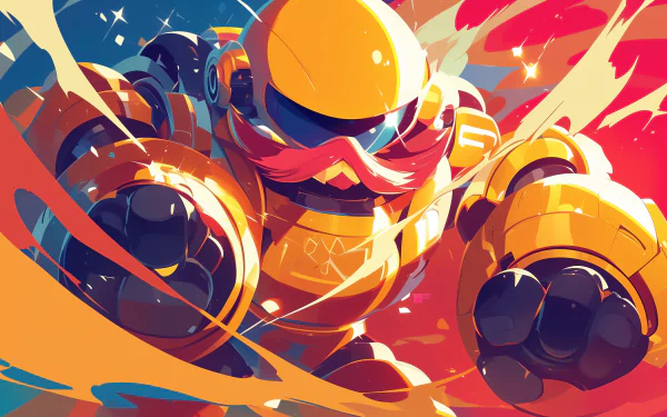 A vibrant HD desktop wallpaper featuring Dr. Robotnik, depicted in a dynamic pose with bold colors and energetic background elements.