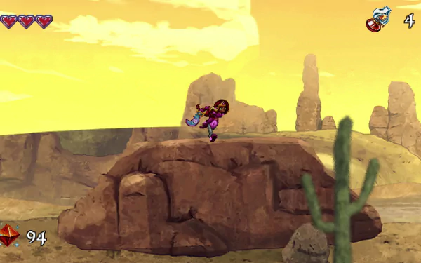 HD desktop wallpaper featuring a character from the video game Arzette: The Jewel of Faramore in a desert landscape setting.