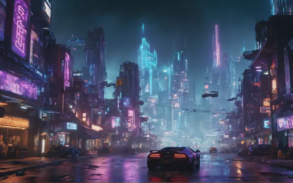 Futuristic Warrior: Cyberpunk Cityscape HD Wallpaper by Chin Fong