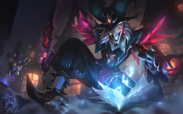 HD wallpaper featuring Shaco from League of Legends in dynamic pose for desktop background.