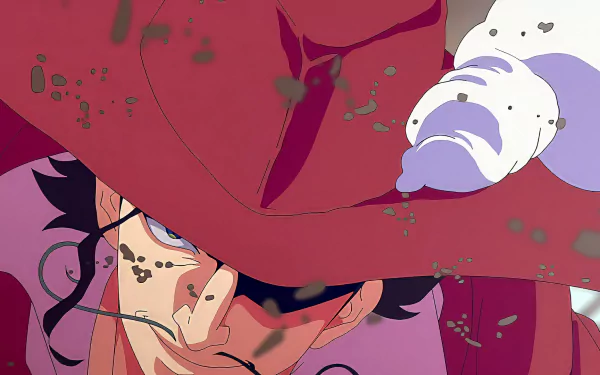 An HD desktop wallpaper featuring a character from 103 Mercies: Dragon Damnation, showcasing an intense moment with a dramatic red hat and a gritty backdrop.