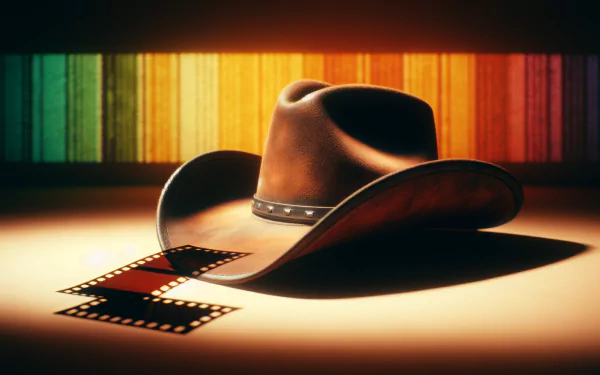 HD desktop wallpaper featuring a cowboy hat with a colorful, cinematic background for a Western vibe.