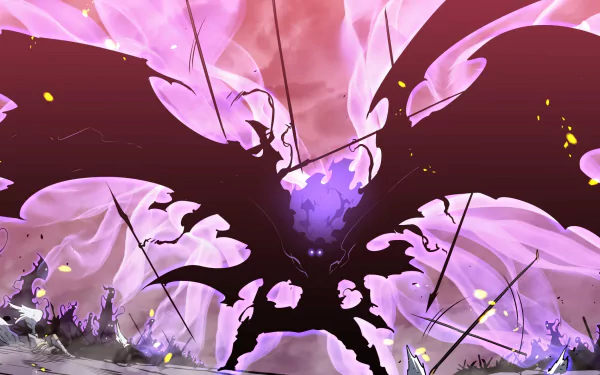 HD desktop wallpaper from Solo Leveling anime featuring a character with magic powers in action.