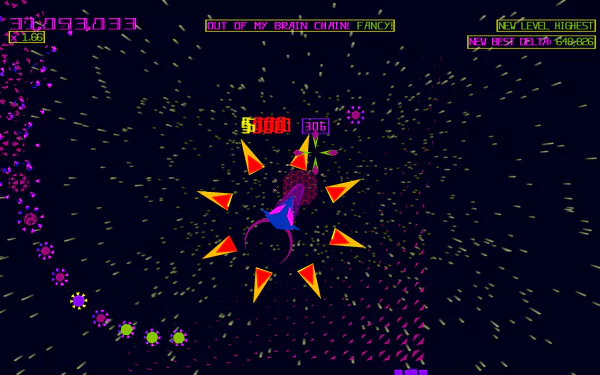 HD desktop wallpaper featuring gameplay from the video game Akka Arrh with vibrant graphics and arcade-style visuals.