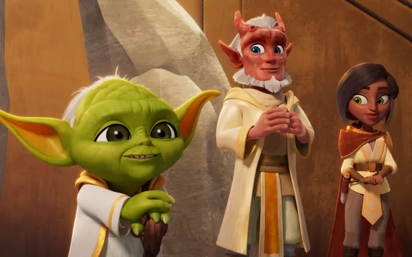 HD wallpaper from Star Wars: Young Jedi Adventures featuring Yoda and fellow characters.