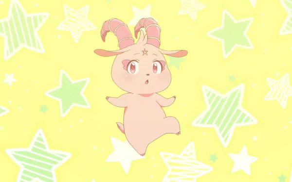 A cute anime character from I Was Reincarnated as the 7th Prince So I Can Take My Time Perfecting My Magical Ability on a bright yellow star-patterned background. HD desktop wallpaper.