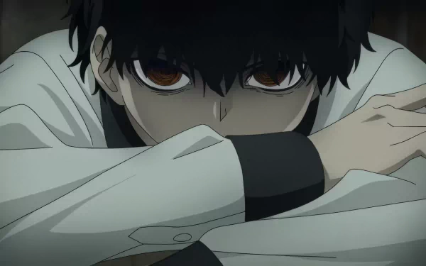 A dark, atmospheric HD wallpaper featuring Ren Adashino, a character surrounded by an air of mystery, reflecting themes of anime and enigmatic disappearances.