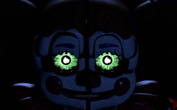 Creepy animatronic characters from Five Nights at Freddy's: Sister Location and Five Nights at Freddy's in a high-definition desktop wallpaper.