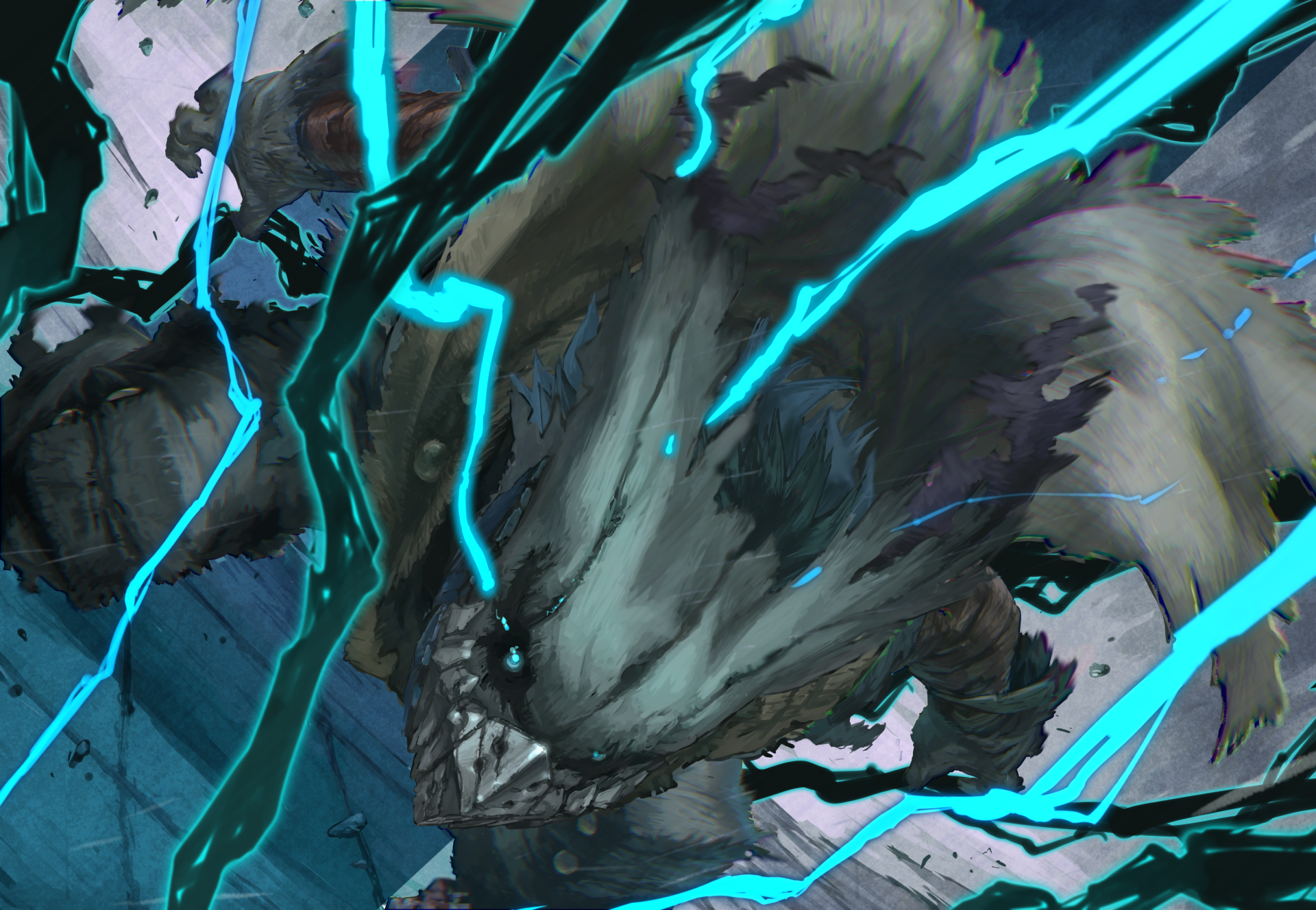 Dark Deku from My Hero Academia depicted in a dynamic anime-style 4K Ultra HD desktop wallpaper with electric blue lightning effects.