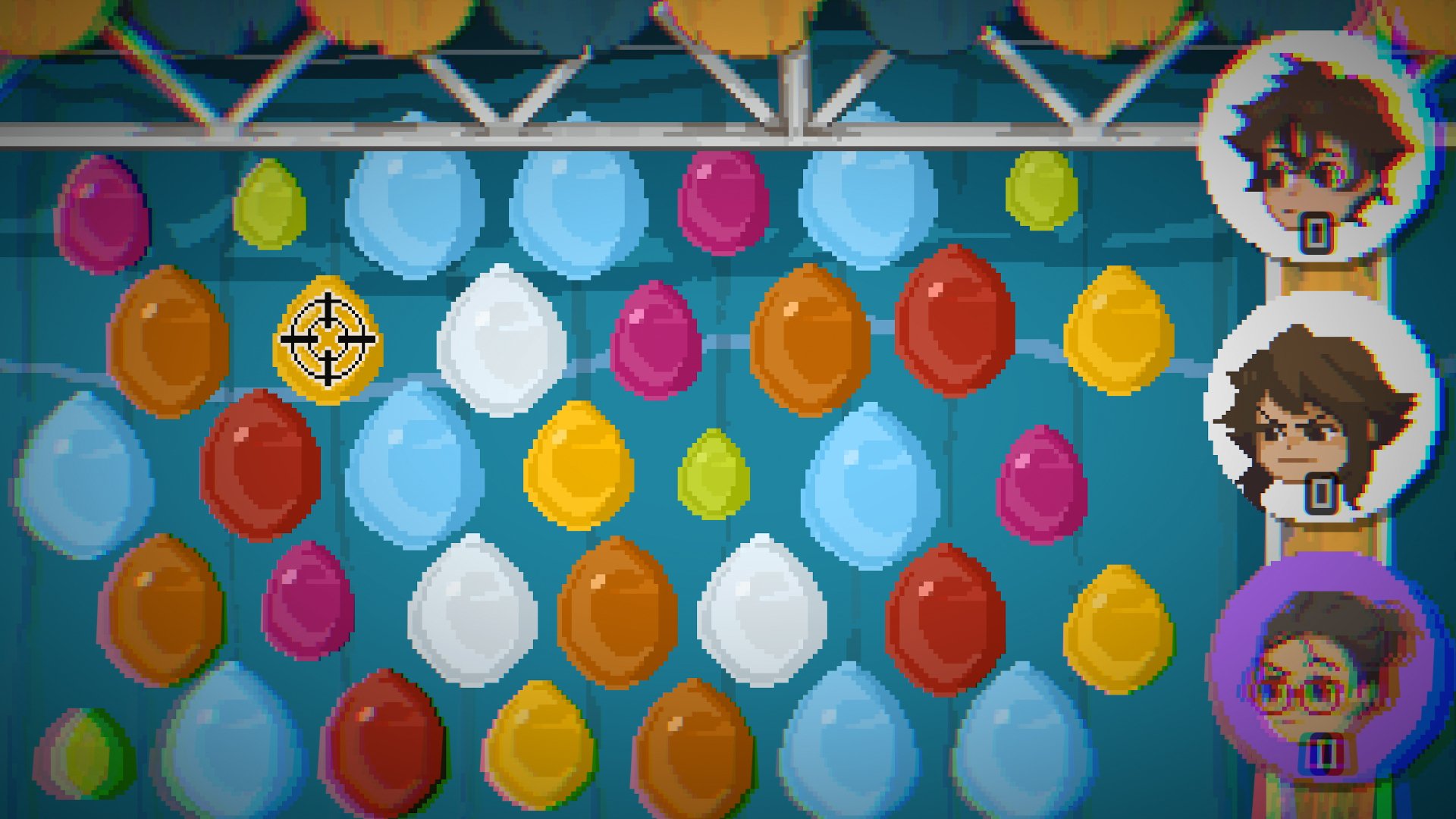HD desktop wallpaper showcasing a scene from the video game Until Then with colorful balloons and character avatars on the right side.
