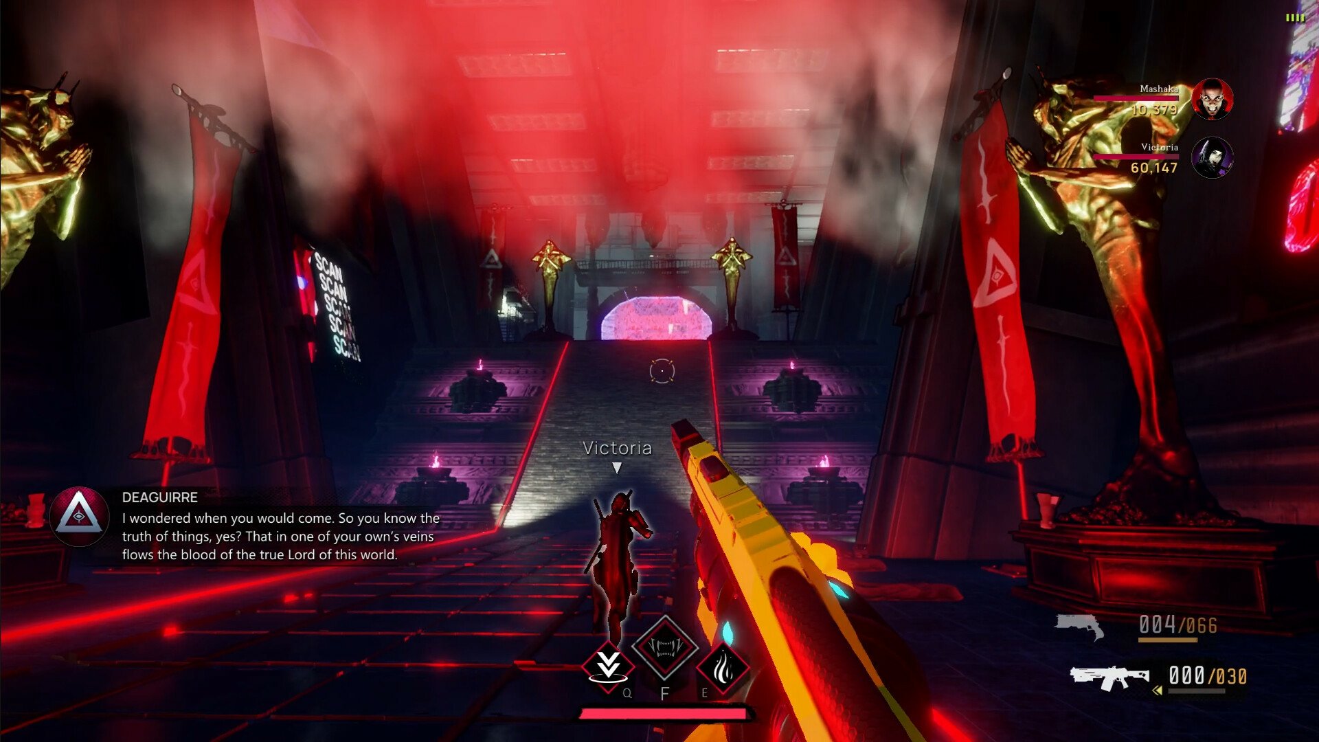 HD desktop wallpaper and background from the video game EvilVEvil, featuring a first-person shooter perspective in a dramatic red-lit setting with a character holding a weapon.