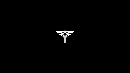 Minimalist white Fireflies symbol from The Last of Us series on a black background, presented as a 4K Ultra HD PC desktop wallpaper.