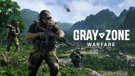 HD wallpaper of Gray Zone Warfare video game featuring soldiers in combat in a lush mountain landscape.