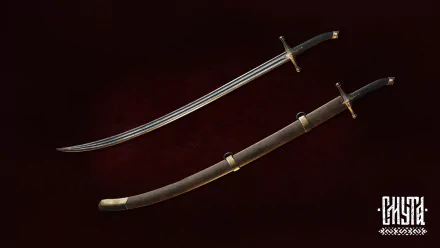 HD wallpaper featuring two Smuta swords from a video game, displayed against a dark red background.