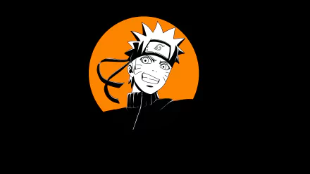 4K Ultra HD PC desktop wallpaper featuring a stylized anime Naruto character with a bold orange circle background on a black backdrop.