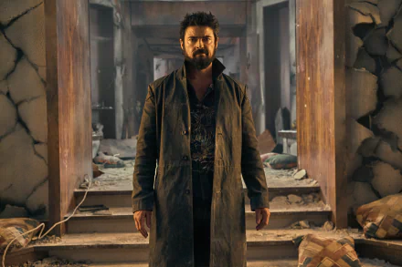 HD desktop wallpaper featuring Karl Urban as Billy Butcher from the TV show The Boys (2019), standing in a rugged, debris-filled setting.