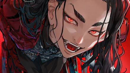 HD wallpaper featuring Keisuke Baji from Tokyo Revengers, depicted with a fierce expression and intense red eyes.